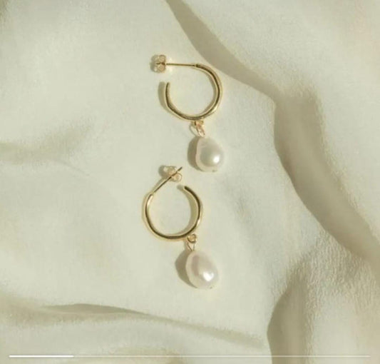 Elegant Essentials Gold Hoop Earrings with Pearl Drop