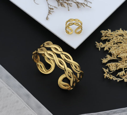 Elegant Adornments Twisted Gold Cuff Bracelet