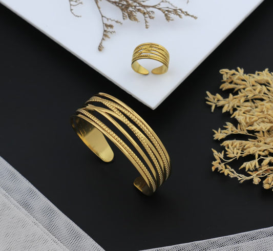 Elegant Aura Gold Layered Cuff Bracelet