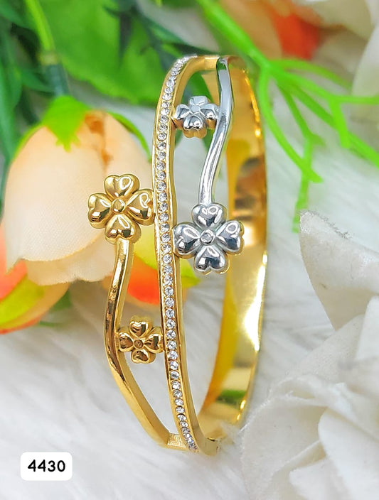 Elegant Adornments Floral Twist Bangle with Crystal Accents