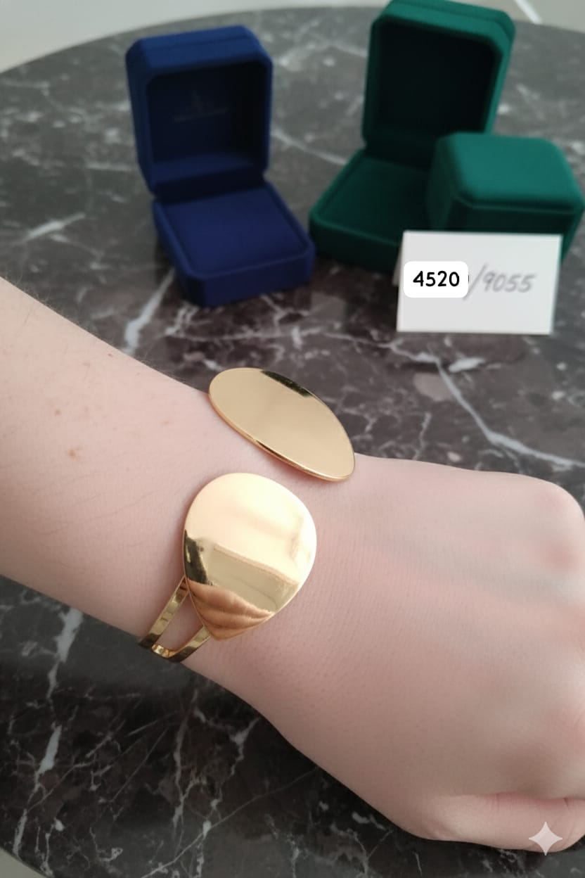 Elegant Essentials Gold Oval Cuff Bracelet