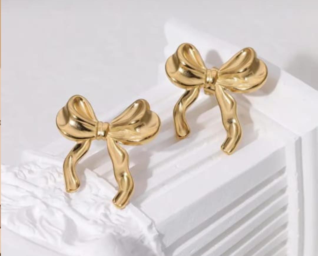 Elegant Adornments Golden Bow Earrings