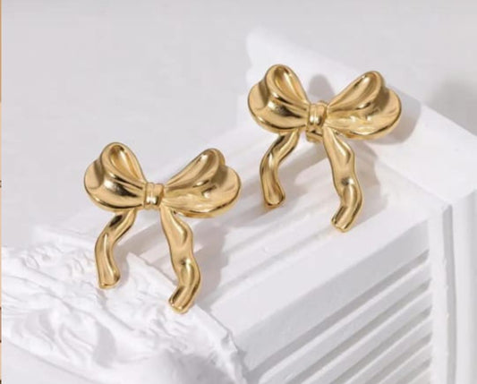 Elegant Adornments Golden Bow Earrings