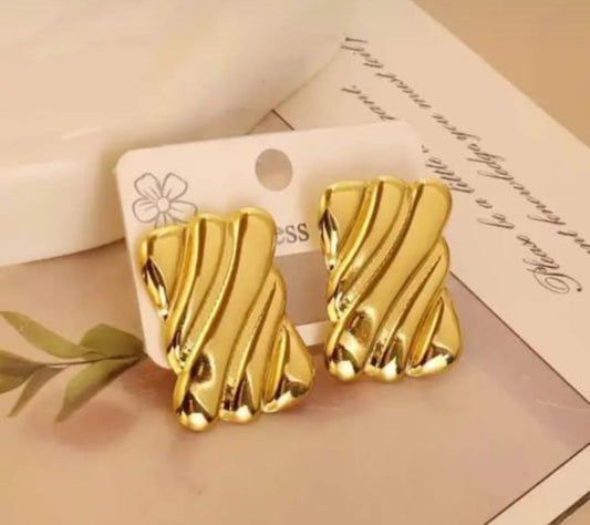 FashionEss Twisted Gold Statement Earrings