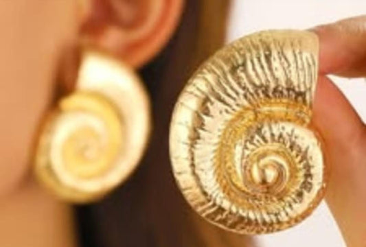 Elegant Adornments Golden Spiral Shell Earrings
