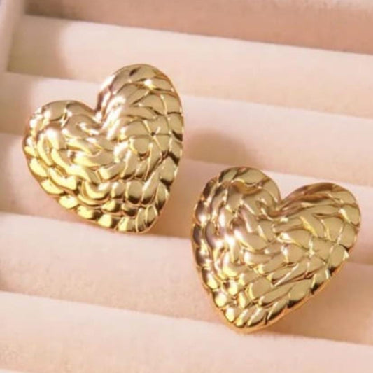 BD Adornments Heart-Shaped Gold Earrings