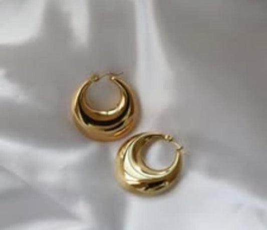 Elegant Essentials Crescent Moon Gold Hoop Earrings