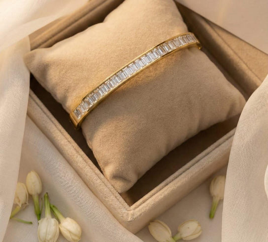 Elegant Adornments Radiant Baguette Diamond Cuff Bracelet