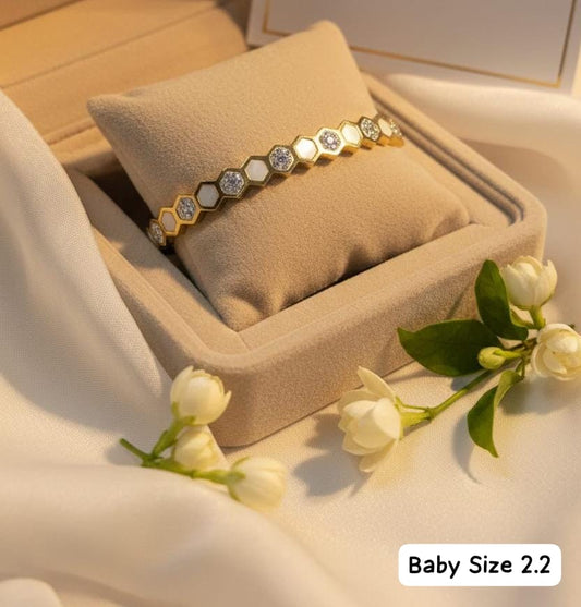 Elegant Jewels Hexagon Charm Bracelet with Crystals