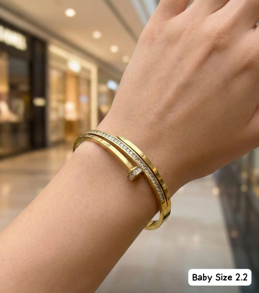 Elegant Adornments Gold & Diamond Baby Size Bangle Bracelet