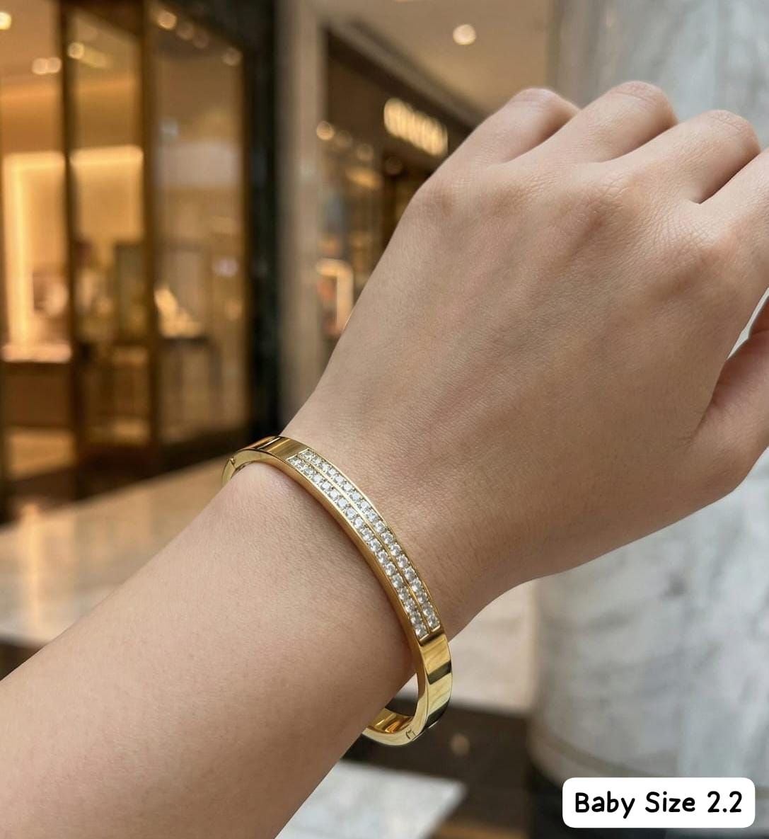 Elegant Luxe Gold & Crystal Bangle Bracelet - Baby Size 2.2