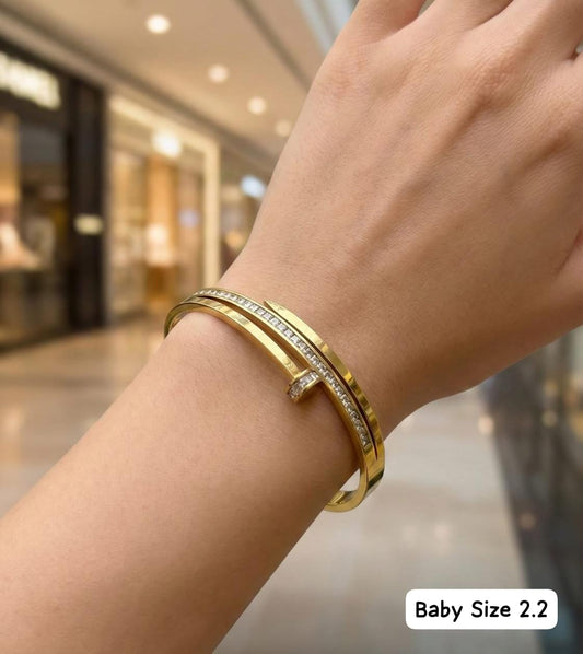Elegant Adornments Gold & Diamond Baby Bangle Set