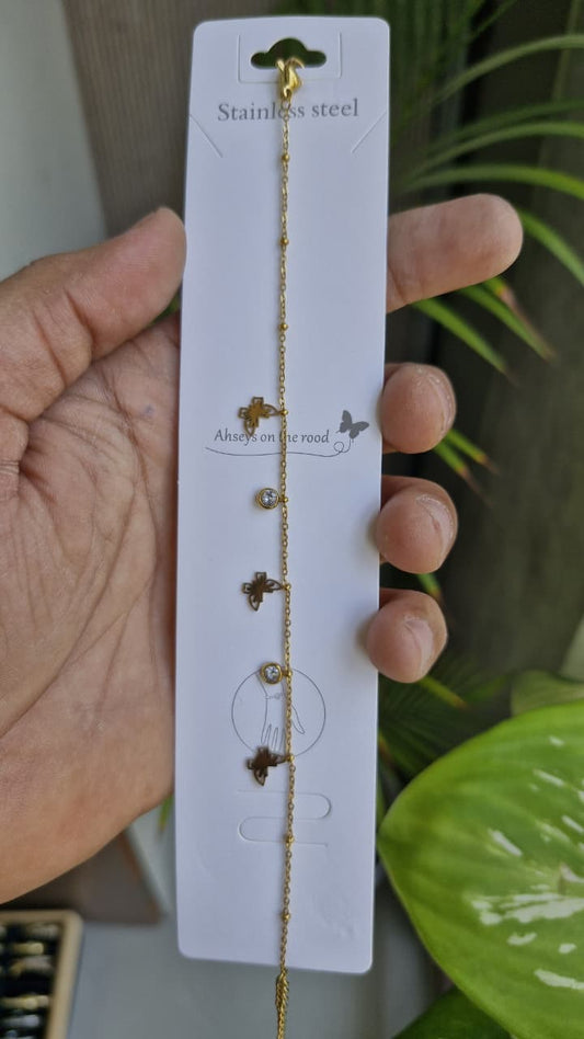 ASHES ON THE ROAD Radiant Amber Elegant Crystal Cross Bracelet T-Shirt