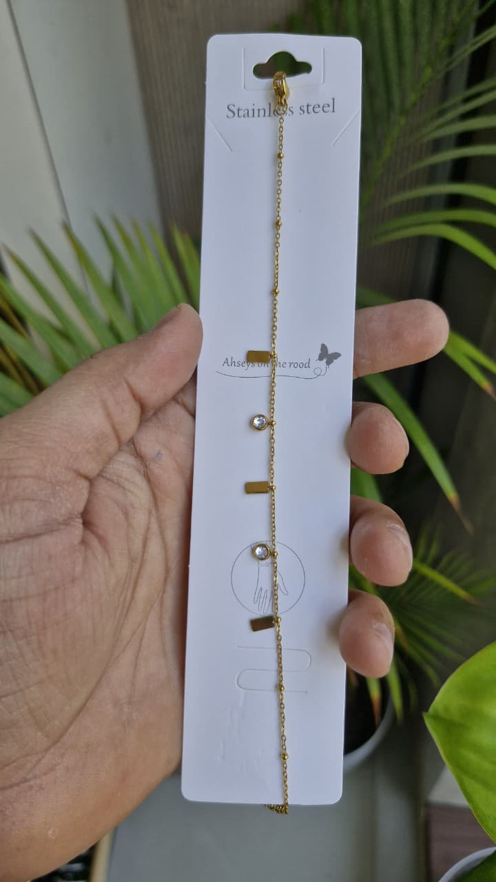 ALHAYA Radiant Amber Luxe Stainless Steel Bracelet with Gemstone Accents