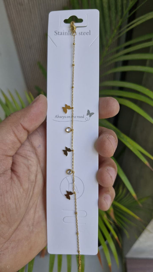 AHSEYS ON THE ROAD Radiant Ember Butterfly Charm Bracelet with Crystal Accents