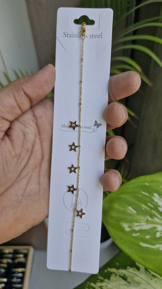 AHSAN'S JEWELRY Celestial Gold Elegance Star Charm Stainless Steel Bracelet