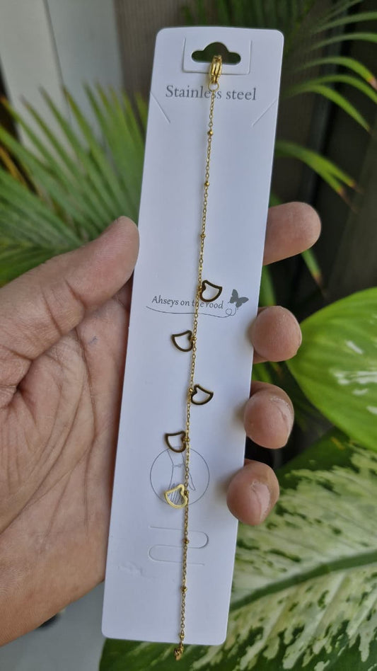 AhsEyes Stainless Steel Gold Charm Bracelet