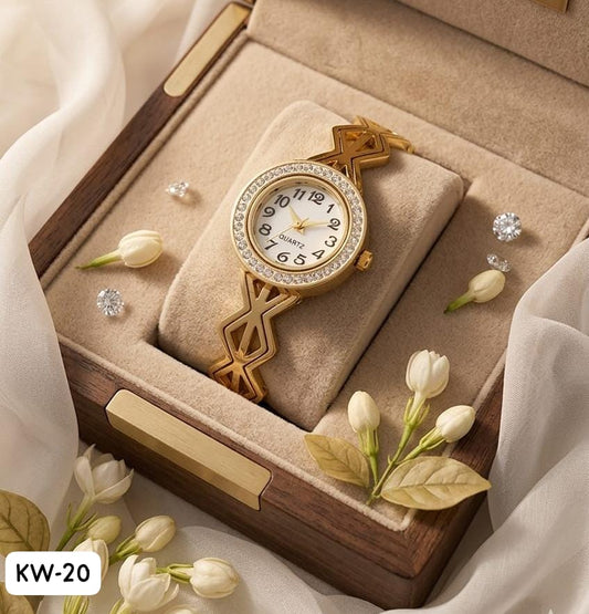 KW Elegant Quartz Bracelet Watch with Crystal Accents