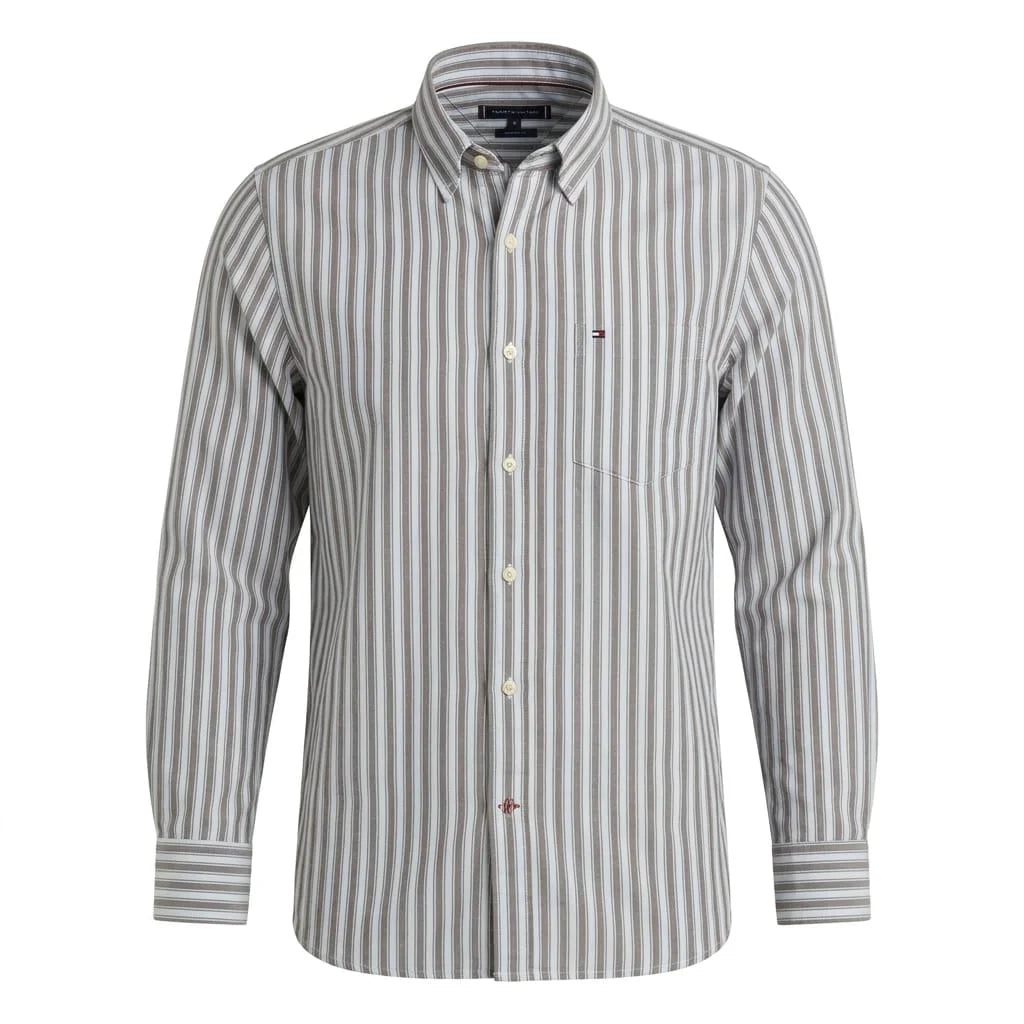 TOMMY HILFIGER Misty Ash Tailored Fit Long Sleeve Button-Up Shirt