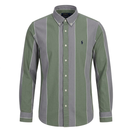 POLO RALPH LAUREN Mystic Fern Custom Fit Long Sleeve Striped Button-Up Shirt