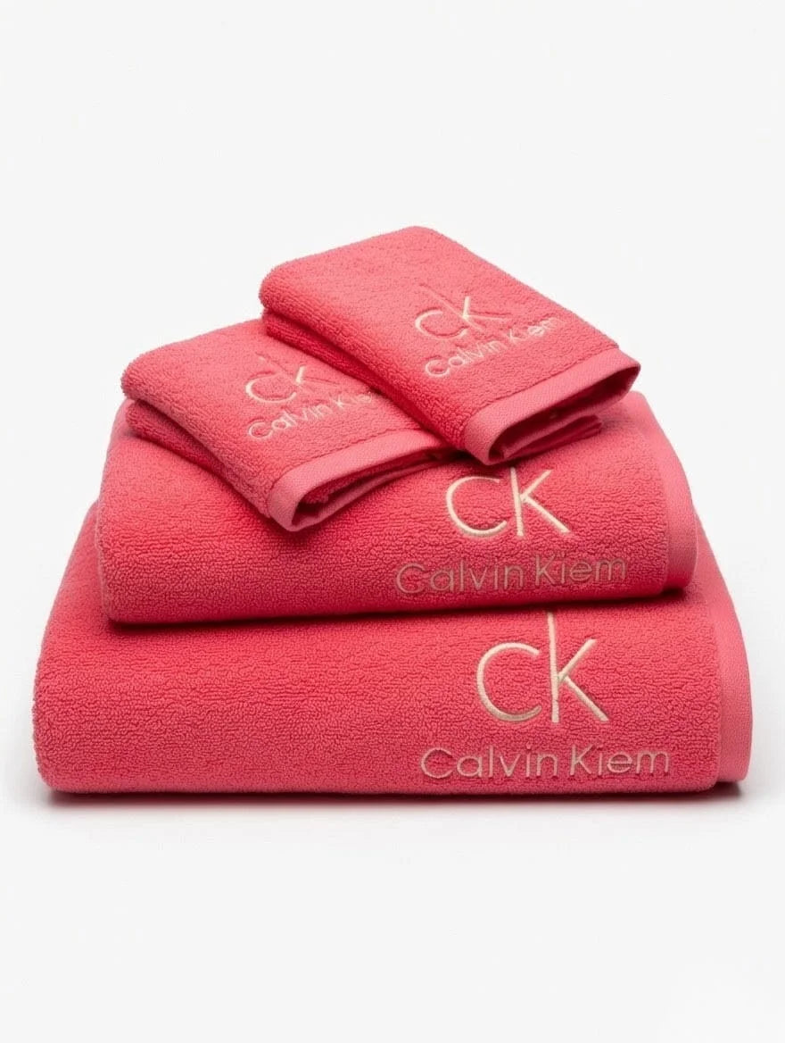Calvin Klein Luxe Cotton Towel Set in Coral