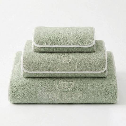 GUCCI Luxe Cotton Bath Towel Set in Sage Green