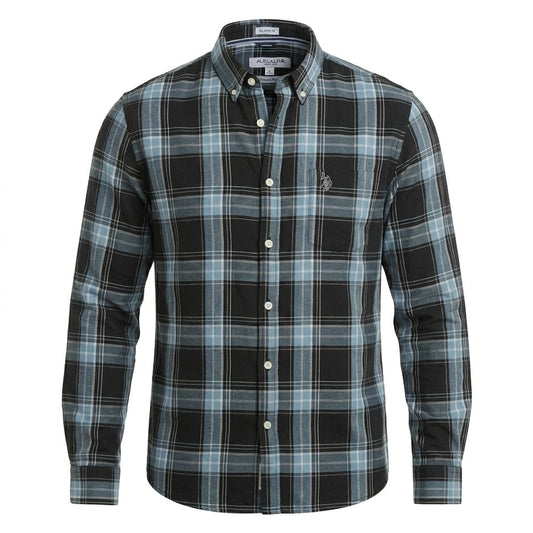 U.S. POLO ASSN. Ethereal Teal Tailored Fit Long Sleeve Check Shirt