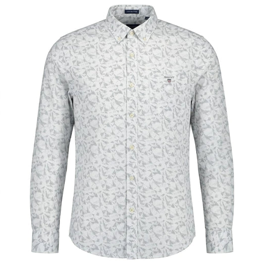 GANT Whispering Silver Slim Fit Long Sleeve Button-Down Shirt