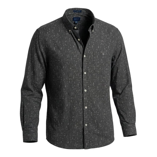 GANT Obsidian Mist Tailored Fit Long Sleeve Printed Shirt