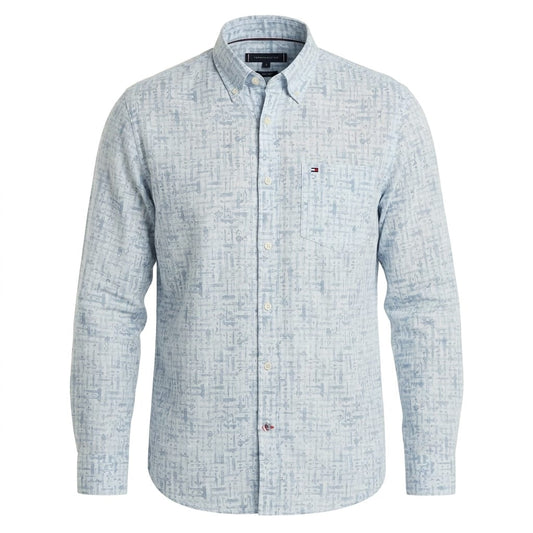 TOMMY HILFIGER Celestial Aqua Tailored Fit Long Sleeve Button-Up Shirt