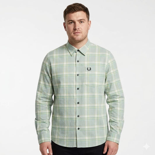 FRED PERRY Opulent Saffron Dusk Tailored Fit Long Sleeve Check Shirt
