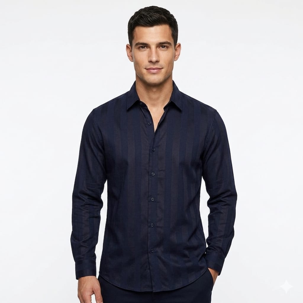 ZARA Lucent Cobalt Echo Tailored Fit Long Sleeve Satin Shirt