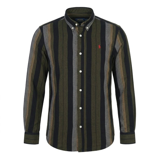 POLO RALPH LAUREN Enchanted Olive Tailored Fit Long Sleeve Striped Shirt