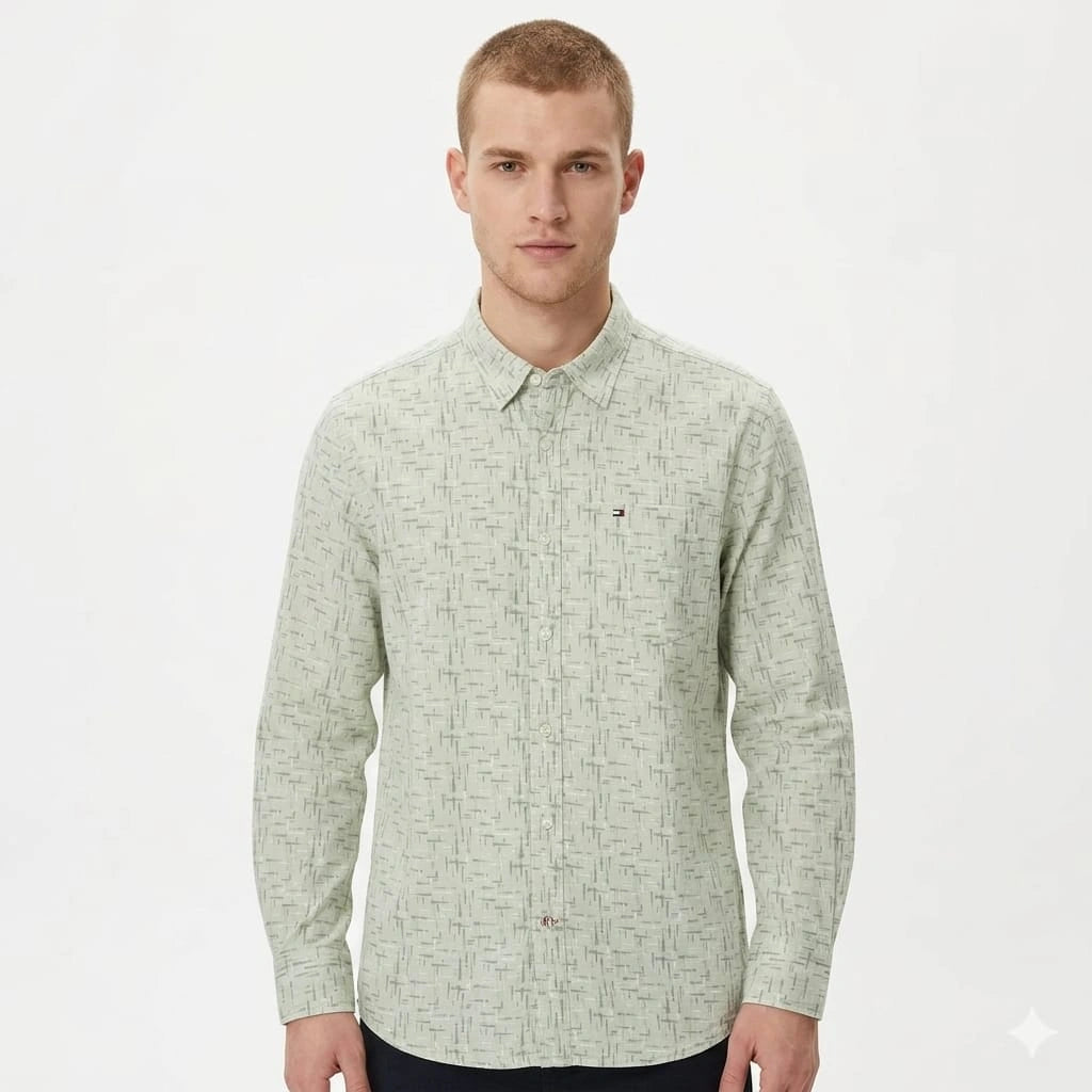 TOMMY HILFIGER Mystic Fern Tailored Fit Long Sleeve Textured Shirt