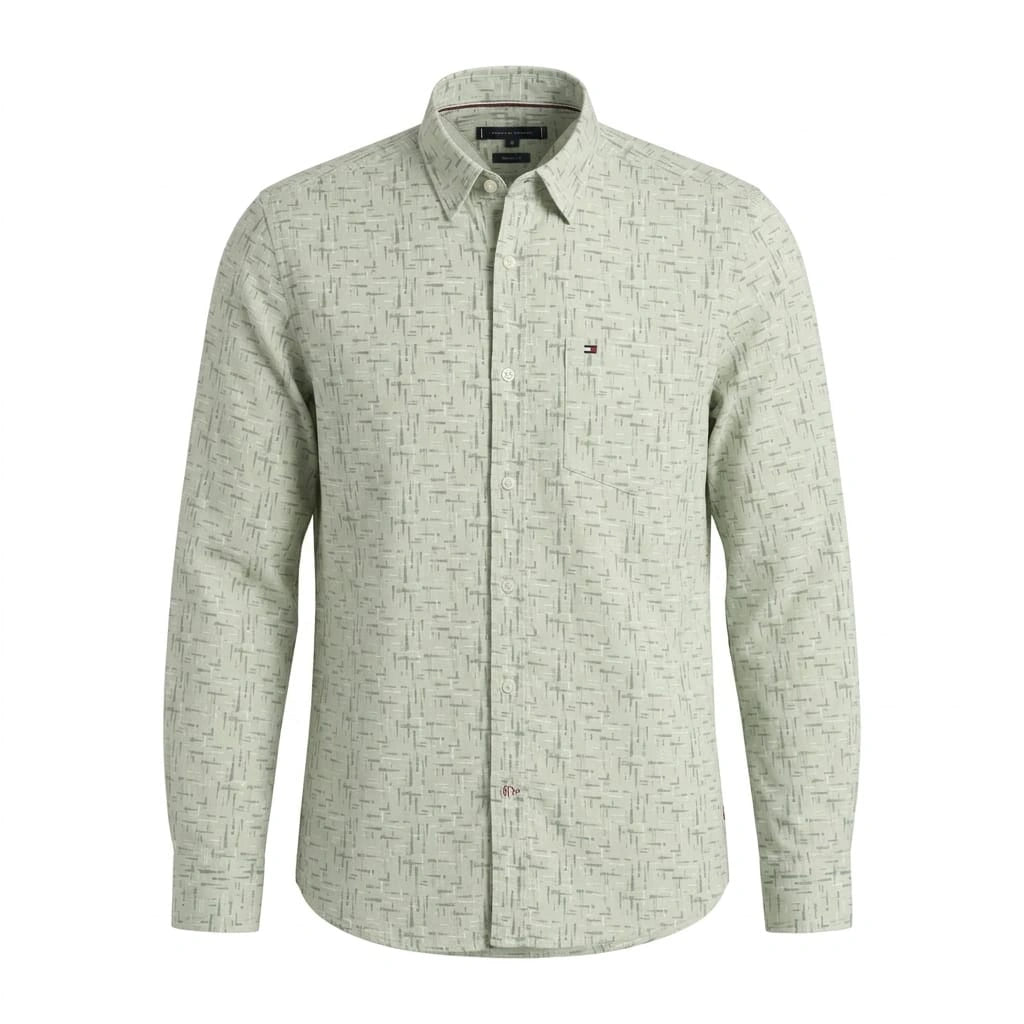 TOMMY HILFIGER Mystic Fern Tailored Fit Long Sleeve Textured Shirt