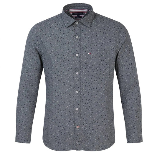 TOMMY HILFIGER Stormy Slate Tailored Fit Long Sleeve Button-Up Shirt