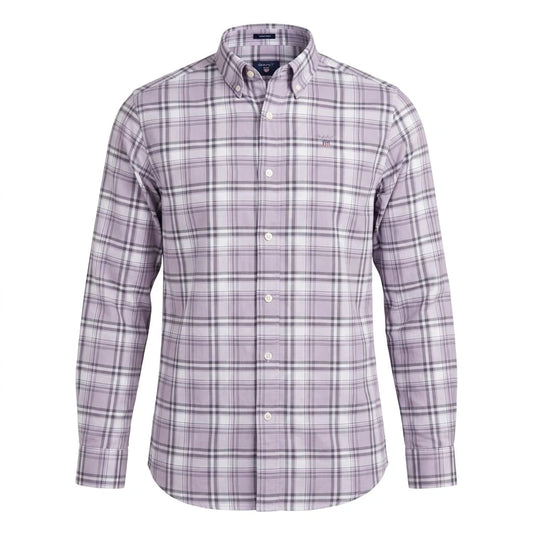 GANT Lavender Mist Tailored Fit Long Sleeve Check Shirt