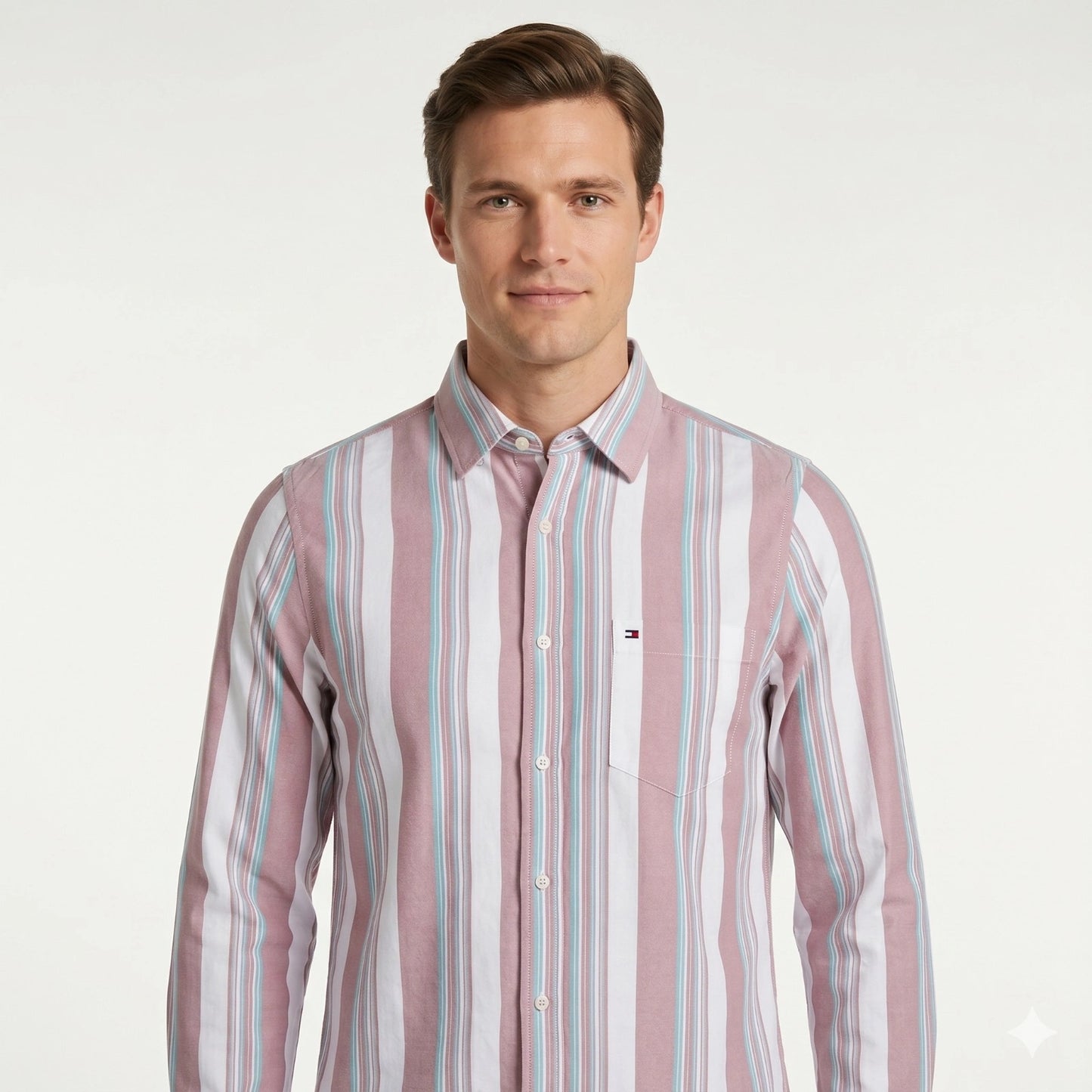 TOMMY HILFIGER Radiant Coral Tailored Fit Long Sleeve Button-Up Shirt