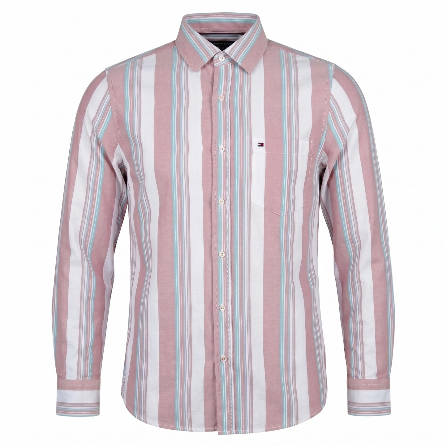 TOMMY HILFIGER Radiant Coral Tailored Fit Long Sleeve Button-Up Shirt