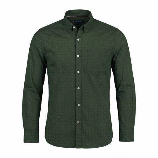 TOMMY HILFIGER Emerald Shadow Regular Fit Long Sleeve Textured Button-Up Shirt