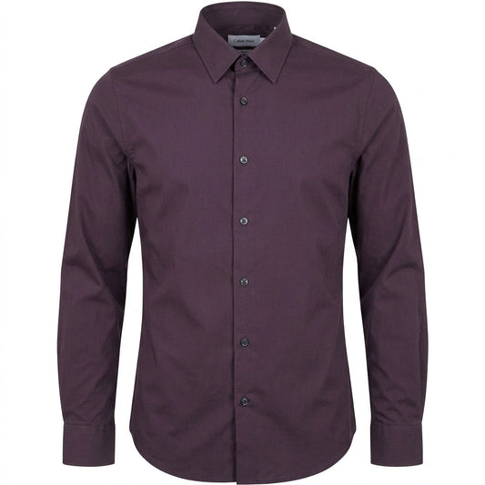 CALVIN KLEIN Enchanted Plum Tailored Fit Long Sleeve Dress Shirt
