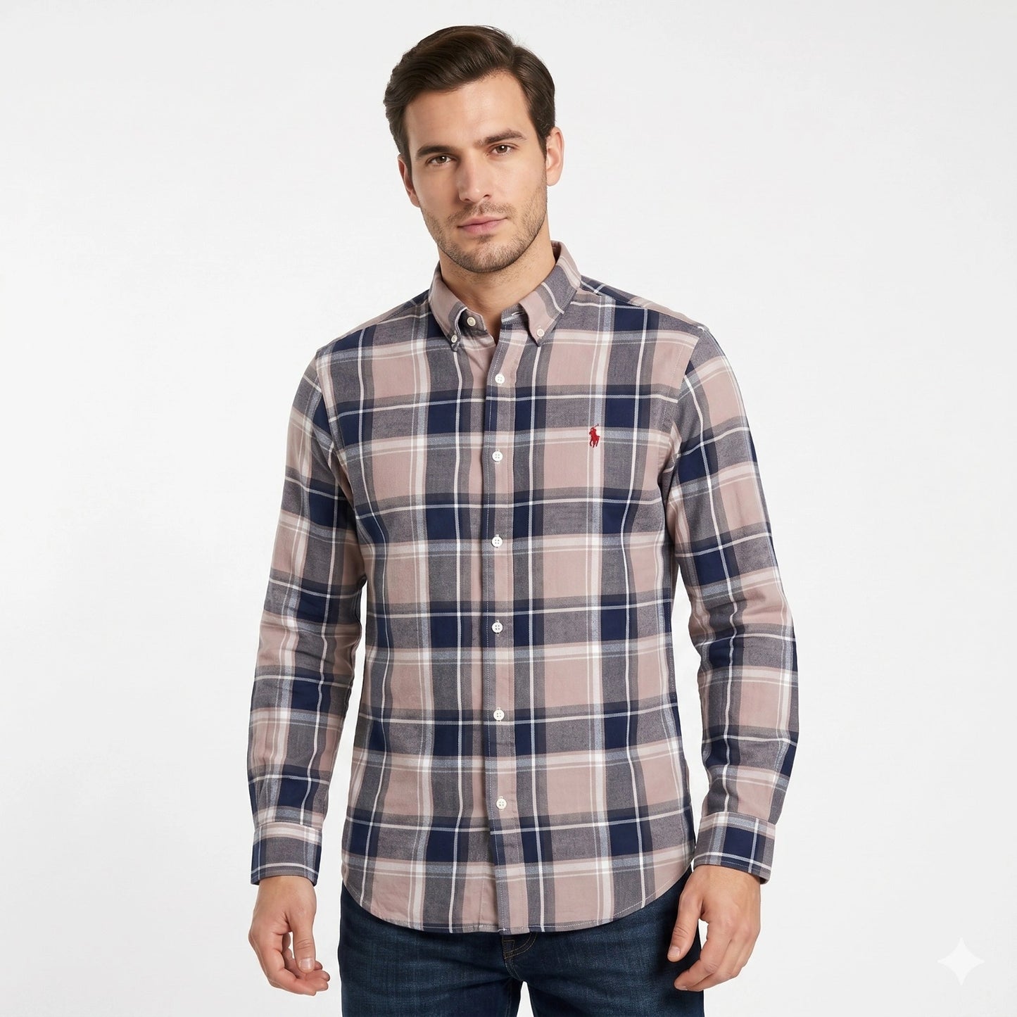 POLO RALPH LAUREN Serene Blush Tailored Fit Long Sleeve Gingham Shirt