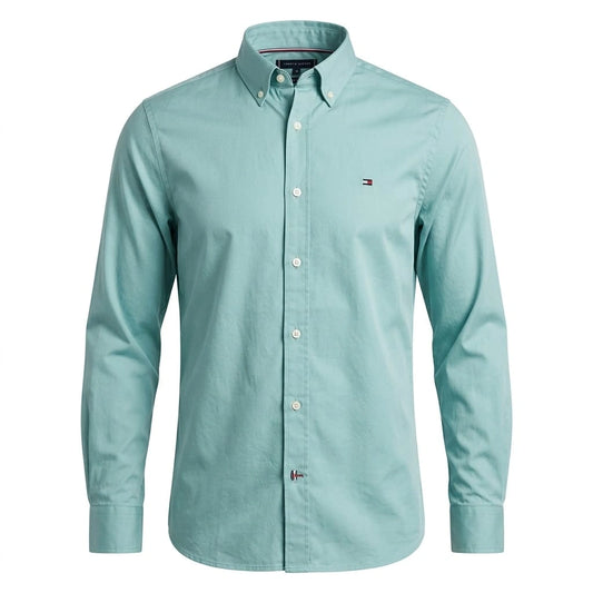 TOMMY HILFIGER Whimsical Teal Classic Fit Long Sleeve Button-Down Shirt