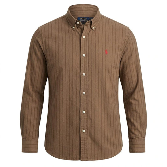 POLO RALPH LAUREN Rustic Chestnut Tailored Fit Long Sleeve Striped Shirt