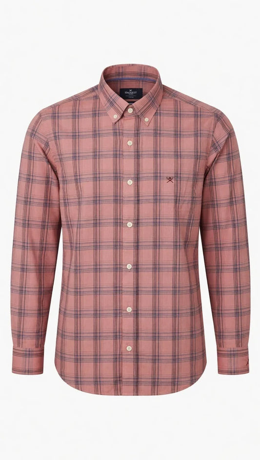 Hackett Classic Fit Plaid Button-Down Shirt in Dusty Rose