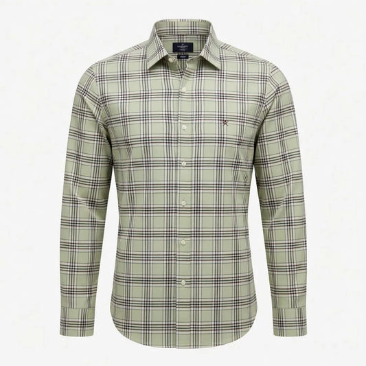 Hackett Classic Fit Plaid Shirt in Olive Green
