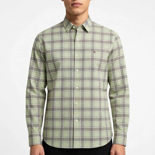 Hackett Classic Fit Plaid Shirt in Olive Green