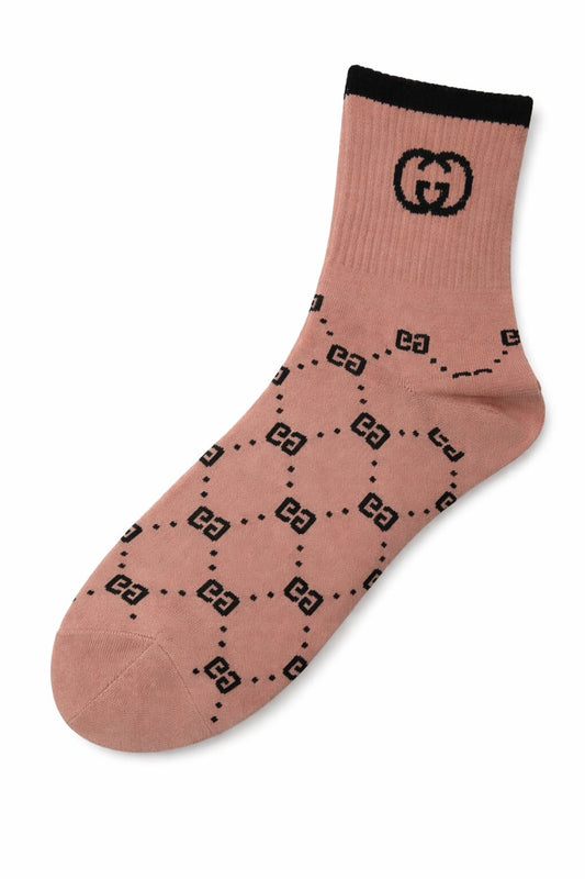 GUCCI Serene Coral Signature Logo Ankle Socks