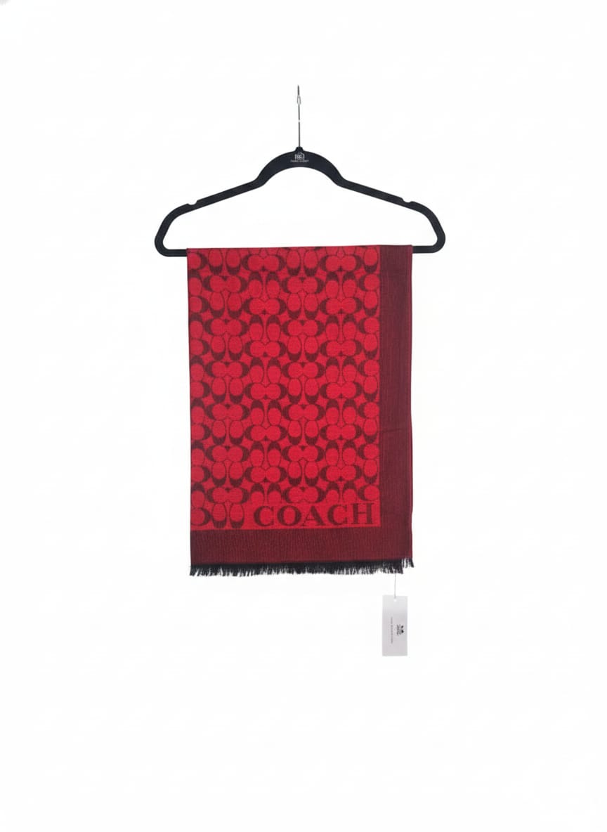 COACH Signature Monogram Red Scarf
