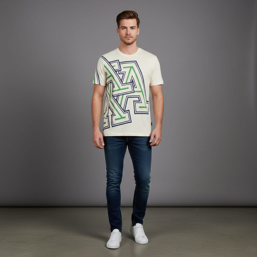 ARMANI EXCHANGE Radiant Pearl Graphic Fit Short Sleeve T-Shirt
